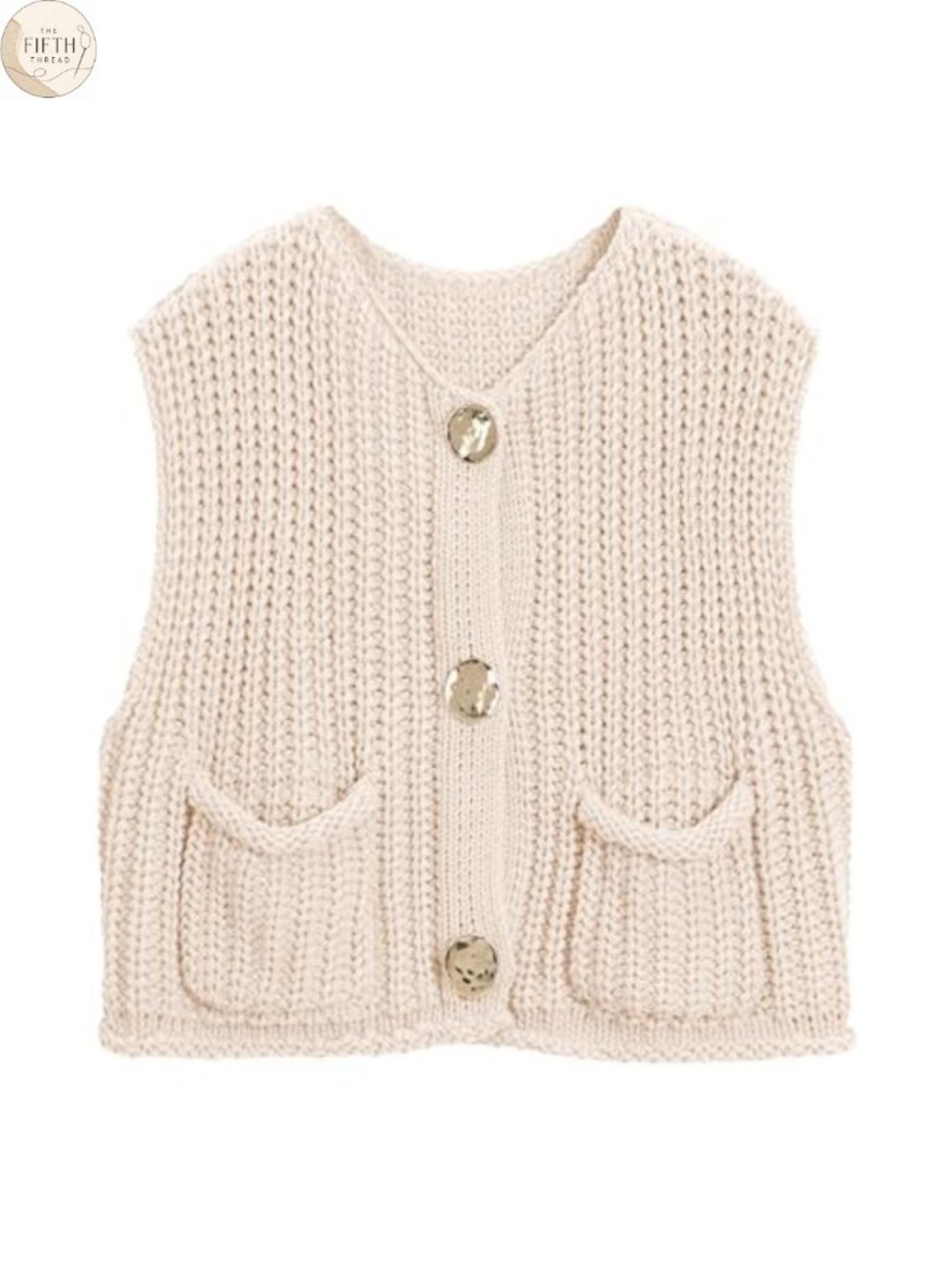 Crochet Sweater Vest Button Down Knit Tops Sleeveless Crew Neck Loose Fit
